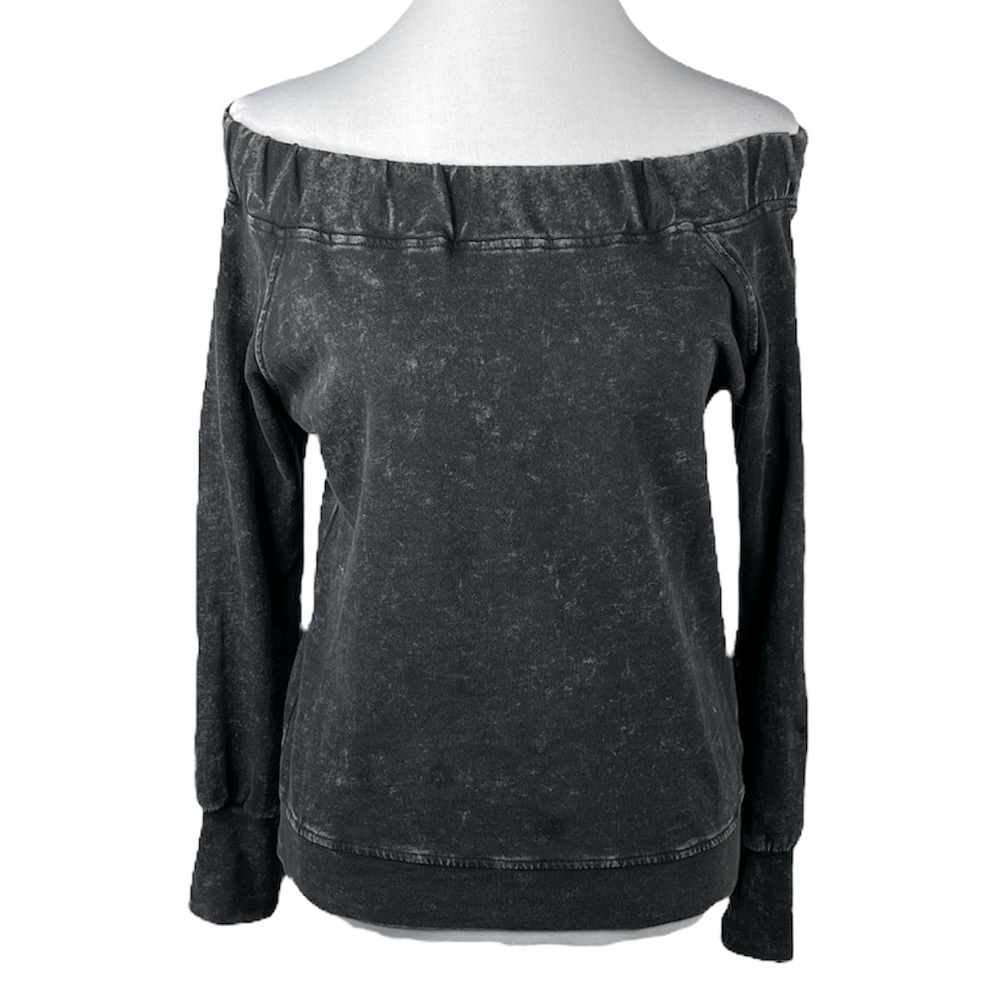 Willow & Root Off the Shoulder Sweatshirt Faded Black Size Small